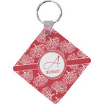 Coral Diamond Plastic Keychain w/ Name and Initial