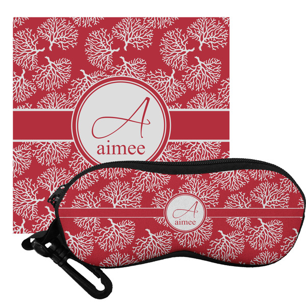 Custom Coral Eyeglass Case & Cloth (Personalized)