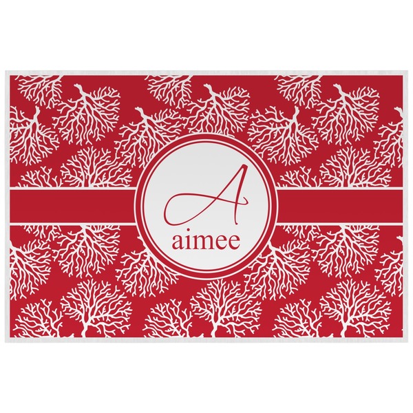 Custom Coral Laminated Placemat w/ Name and Initial