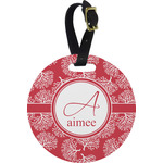 Coral Plastic Luggage Tag - Round (Personalized)
