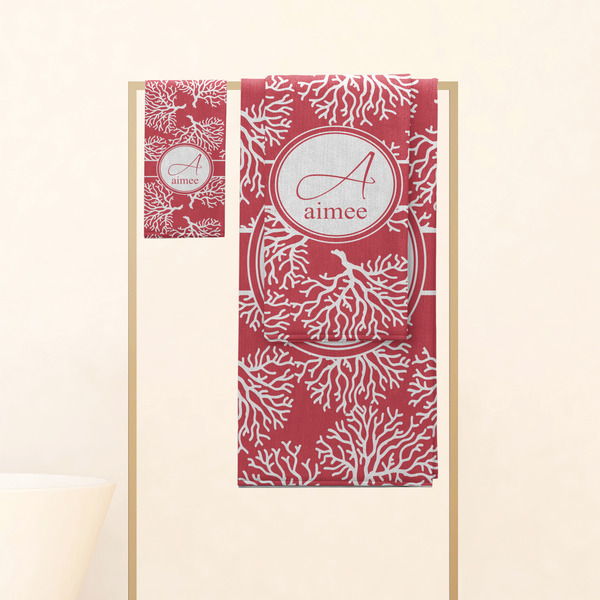 Coral Personalized Towel Set