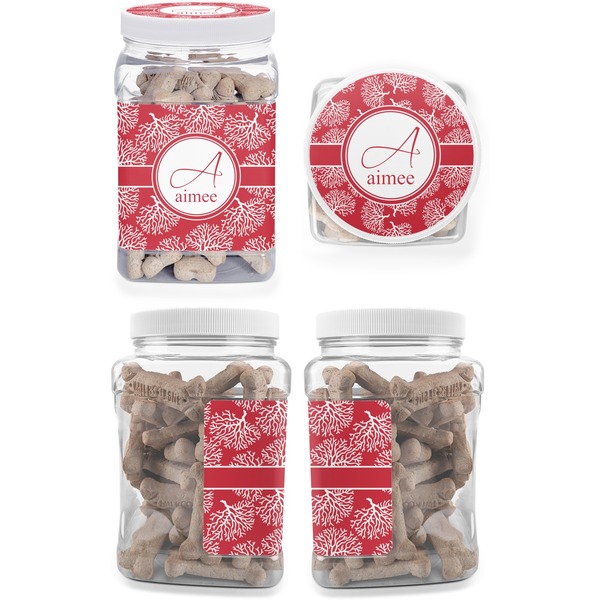 Coral Pet Treat Jar - Multiple Angles