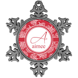 Coral Vintage Snowflake Ornament (Personalized)
