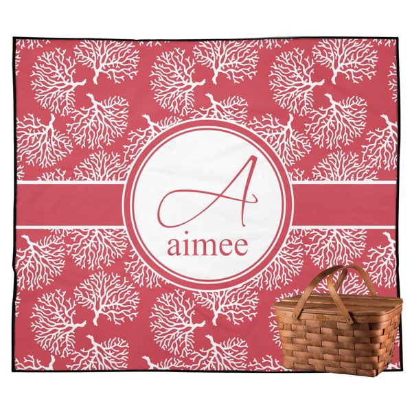 Custom Coral Outdoor Picnic Blanket (Personalized)