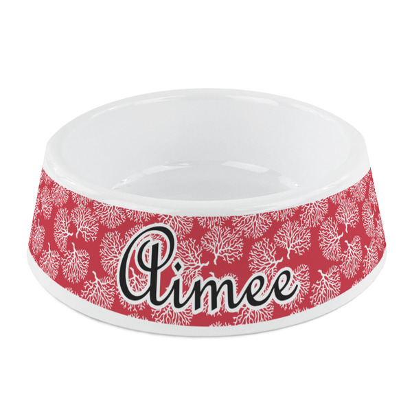 Custom Coral Plastic Dog Bowl - Small (Personalized)