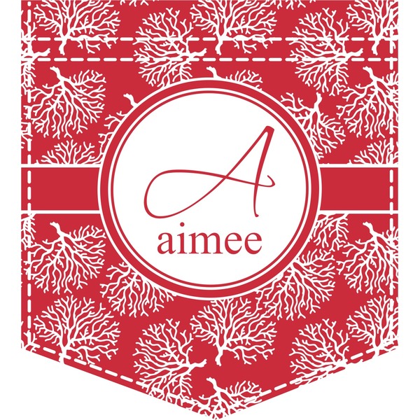 Custom Coral Iron On Faux Pocket (Personalized)