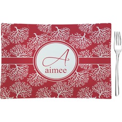 Coral Rectangular Glass Appetizer / Dessert Plate - Single or Set (Personalized)