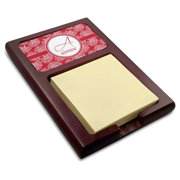 Custom Coral Red Mahogany Sticky Note Holder (Personalized)