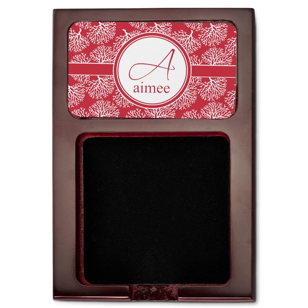 Coral Red Mahogany Sticky Note Holder - Flat