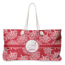 Coral Large Tote Bag with Rope Handles (Personalized)
