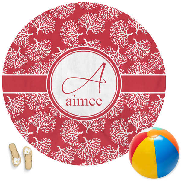 Custom Coral Round Beach Towel (Personalized)