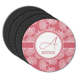 Coral Round Rubber Backed Coasters - Set of 4 (Personalized)
