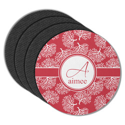 Coral Round Rubber Backed Coasters - Set of 4 (Personalized)