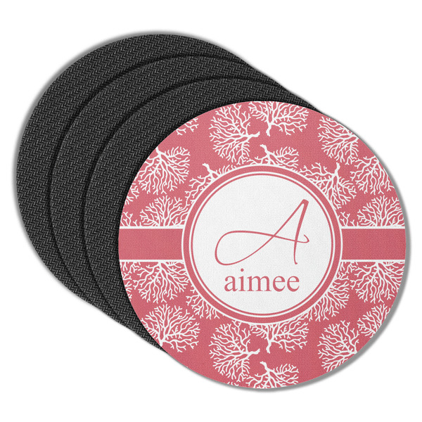 Custom Coral Round Rubber Backed Coasters - Set of 4 (Personalized)