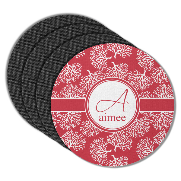 Coral Round Coaster Rubber Back - Main