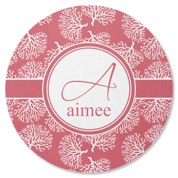 Custom Coral Round Rubber Backed Coaster (Personalized)