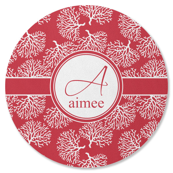 Custom Coral Round Rubber Backed Coaster (Personalized)