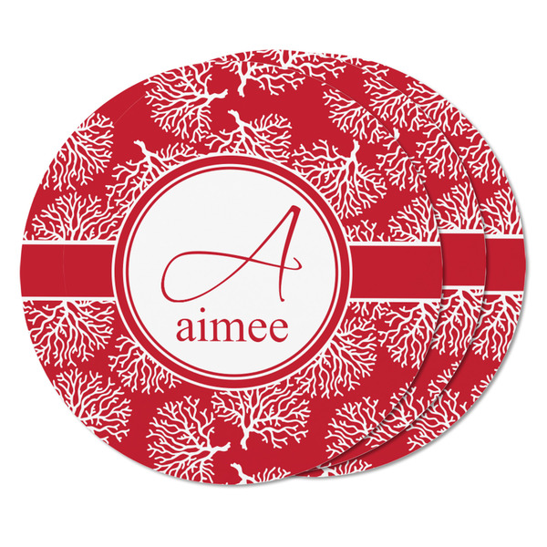 Coral Round Fridge Magnet - THREE