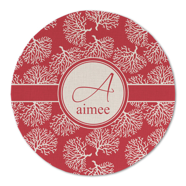 Custom Coral Round Linen Placemat (Personalized)