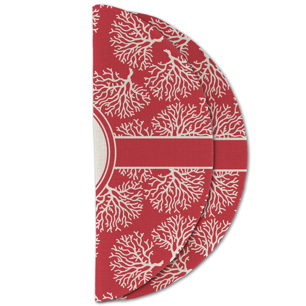Coral Round Linen Placemats - HALF FOLDED (double sided)