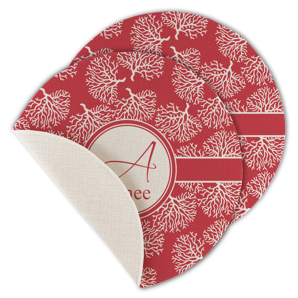 Coral Round Linen Placemats - MAIN (Single Sided)