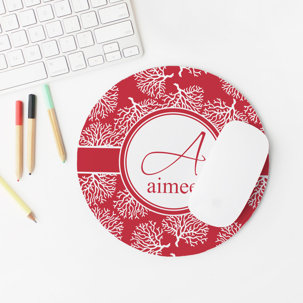 Coral Round Mousepad - LIFESTYLE 2