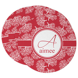 Coral Round Paper Coasters w/ Name and Initial