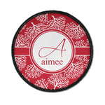 Coral Iron On Round Patch w/ Name and Initial