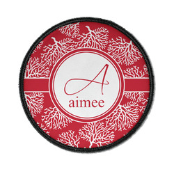 Coral Iron On Round Patch w/ Name and Initial