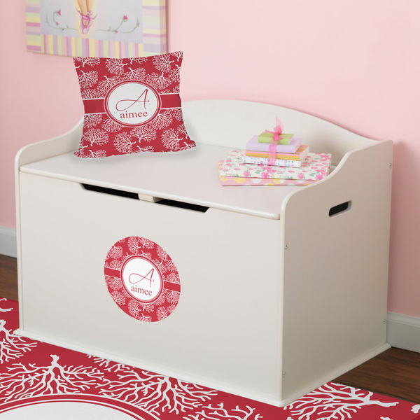 Coral Round Wall Decal on Toy Chest