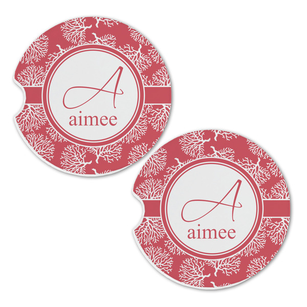 Coral Sandstone Car Coasters - Set of 2