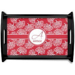 Coral Black Wooden Tray - Small (Personalized)