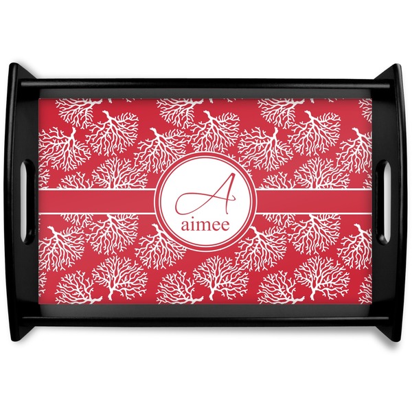 Custom Coral Black Wooden Tray - Small (Personalized)