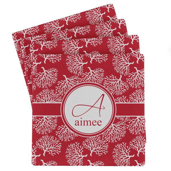 Custom Coral Absorbent Stone Coasters - Set of 4 (Personalized)
