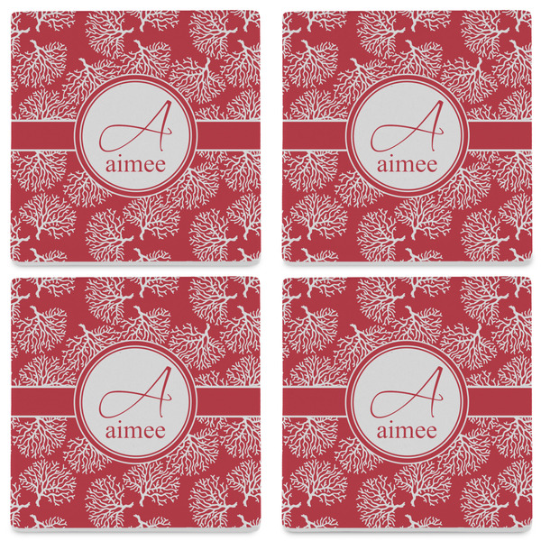 Coral Set of 4 Sandstone Coasters - See All 4 View