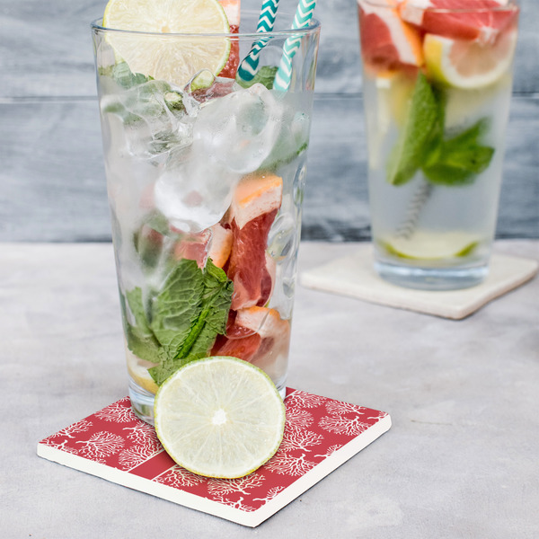 Coral Set of 4 Stone Coasters - In Context View