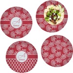 Coral Set of 4 Glass Lunch / Dinner Plate 10" (Personalized)