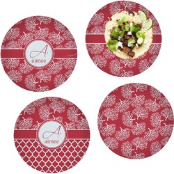 Coral Set of 4 Glass Lunch / Dinner Plate 10" (Personalized)