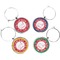 Coral Set of Silver Wine Wine Charms
