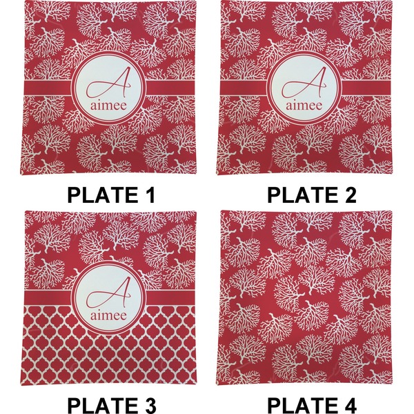 Coral Set of Square Dinner Plates (Approval)