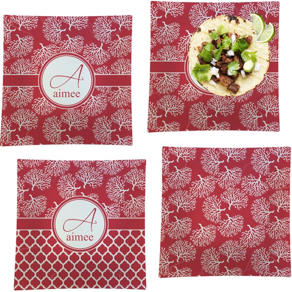 Coral Set of Square Dinner Plates