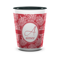 Coral Ceramic Shot Glass - 1.5 oz - Two Tone - Set of 4 (Personalized)