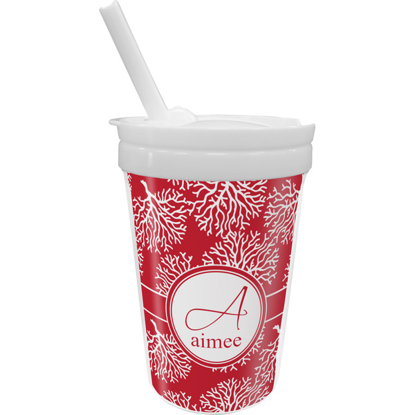 Custom Coral Sippy Cup with Straw (Personalized)