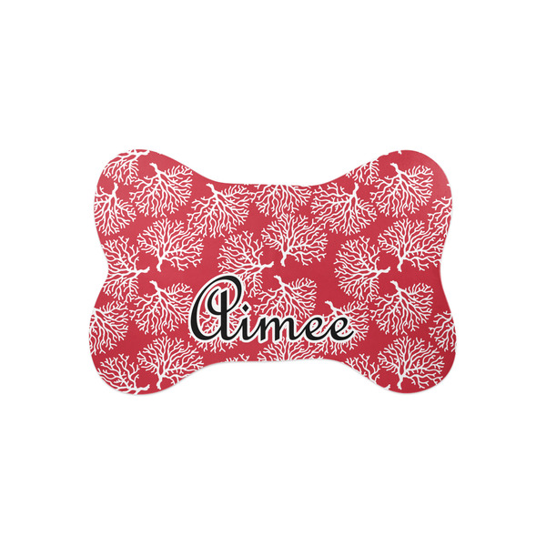 Custom Coral Bone Shaped Dog Food Mat (Small) (Personalized)