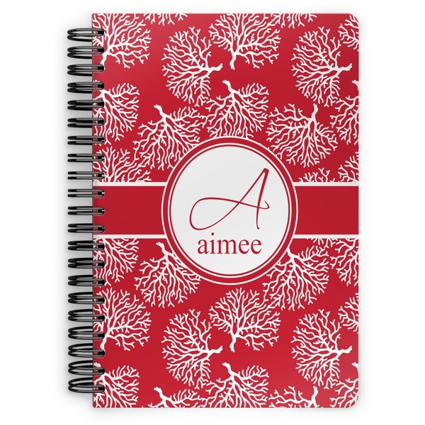 Custom Coral Spiral Notebook - 7x10 w/ Name and Initial