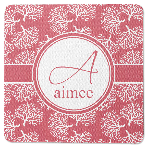 Custom Coral Square Rubber Backed Coaster (Personalized)