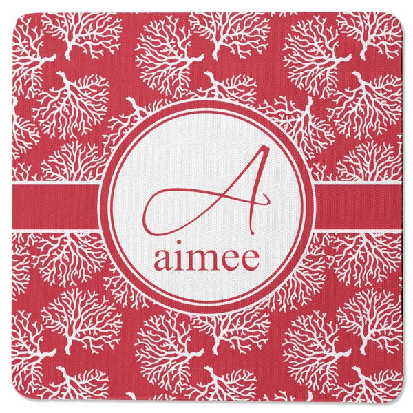 Coral Square Coaster Rubber Back - Single