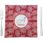 Coral Glass Square Lunch / Dinner Plate 9.5" (Personalized)