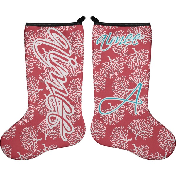 Custom Coral Holiday Stocking - Double-Sided - Neoprene (Personalized)