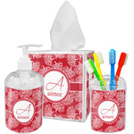 Coral Acrylic Bathroom Accessories Set w/ Name and Initial